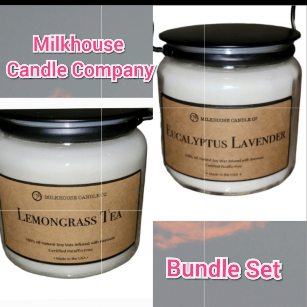 Lemongrass Tea & Eucalyptus Lavender Candle Set - White